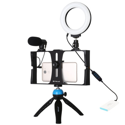 PULUZ 4 in 1 Vlogging Live Broadcast Smartphone Video Rig + 4.7 inch 12cm Ring LED Selfie Light Kits with Microphone + Tripod Mount + Cold Shoe Tripod Head for iPhone, Galaxy, Huawei, Xiaomi, HTC, LG, Google, and Other Smartphones, 4 in 1 Ring LED     ...