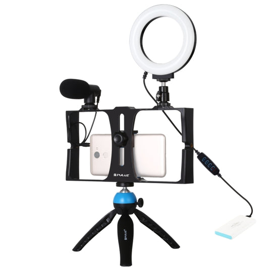 PULUZ 4 in 1 Vlogging Live Broadcast Smartphone Video Rig + 4.7 inch 12cm Ring LED Selfie Light Kits with Microphone + Tripod Mount + Cold Shoe Tripod Head for iPhone, Galaxy, Huawei, Xiaomi, HTC, LG, Google, and Other Smartphones, 4 in 1 Ring LED     ...