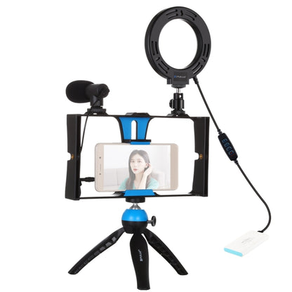 PULUZ 4 in 1 Vlogging Live Broadcast Smartphone Video Rig + 4.7 inch 12cm Ring LED Selfie Light Kits with Microphone + Tripod Mount + Cold Shoe Tripod Head for iPhone, Galaxy, Huawei, Xiaomi, HTC, LG, Google, and Other Smartphones, 4 in 1 Ring LED     ...