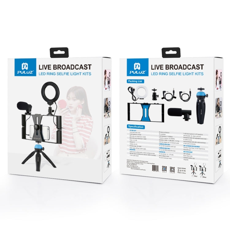 PULUZ 4 in 1 Vlogging Live Broadcast Smartphone Video Rig + 4.7 inch 12cm Ring LED Selfie Light Kits with Microphone + Tripod Mount + Cold Shoe Tripod Head for iPhone, Galaxy, Huawei, Xiaomi, HTC, LG, Google, and Other Smartphones, 4 in 1 Ring LED     ...