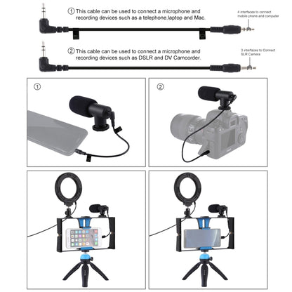 PULUZ 4 in 1 Vlogging Live Broadcast Smartphone Video Rig + 4.7 inch 12cm Ring LED Selfie Light Kits with Microphone + Tripod Mount + Cold Shoe Tripod Head for iPhone, Galaxy, Huawei, Xiaomi, HTC, LG, Google, and Other Smartphones, 4 in 1 Ring LED     ...