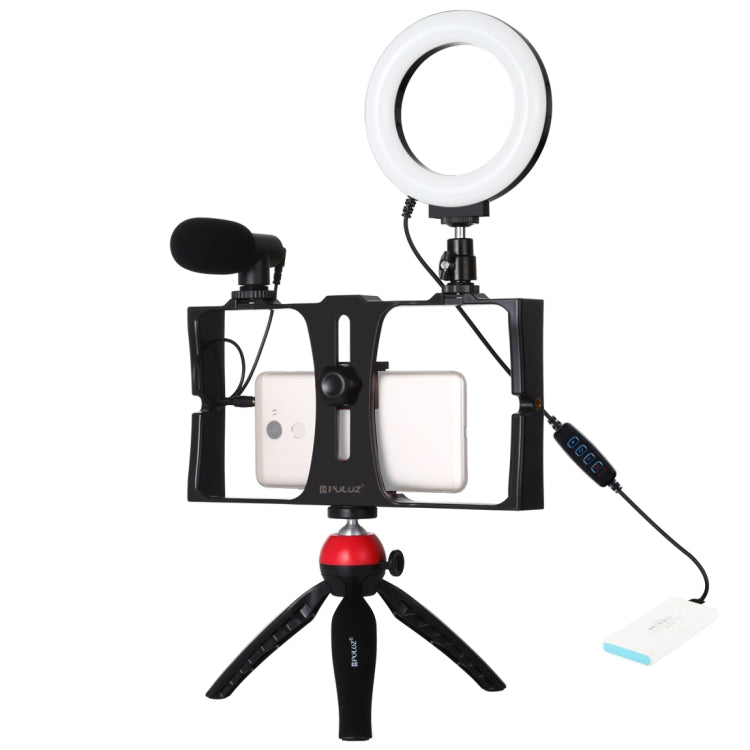 PULUZ 4 in 1 Vlogging Live Broadcast Smartphone Video Rig + 4.7 inch 12cm Ring LED Selfie Light Kits with Microphone + Tripod Mount + Cold Shoe Tripod Head for iPhone, Galaxy, Huawei, Xiaomi, HTC, LG, Google, and Other Smartphones, 4 in 1 Ring LED     ...