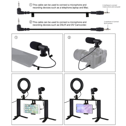 PULUZ 4 in 1 Vlogging Live Broadcast 4.7 inch 12cm Ring LED Selfie Light Smartphone Video Rig Handle Stabilizer Aluminum Bracket Kits with Microphone + Tripod Mount + Cold Shoe Tripod Head, Ring LED Aluminum Bracket Kits