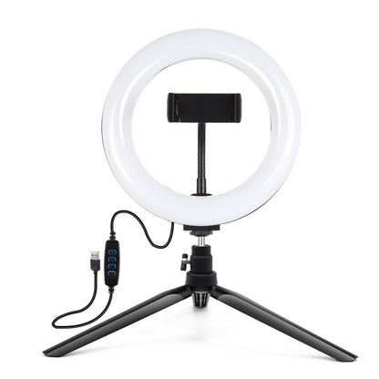 PULUZ 7.9 inch 20cm Light + Desktop Tripod Mount USB 3 Modes Dimmable Dual Color Temperature LED Curved Light Ring Vlogging Selfie Beauty Photography Video Lights with Phone Clamp, 7.9 inch + Desktop Tripod, 7.9 inch+Tripod