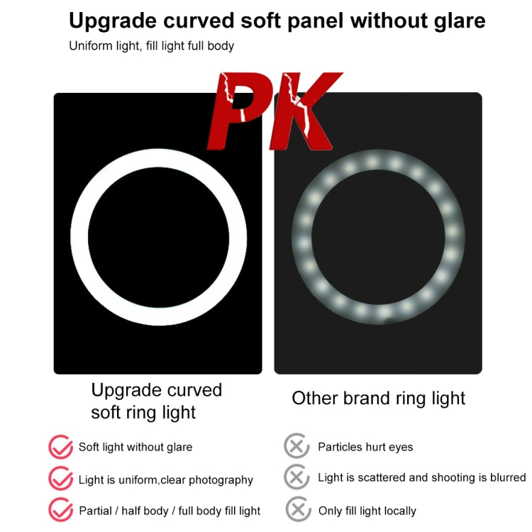 PULUZ 7.9 inch 20cm Light + Desktop Tripod Mount USB 3 Modes Dimmable Dual Color Temperature LED Curved Light Ring Vlogging Selfie Beauty Photography Video Lights with Phone Clamp, 7.9 inch + Desktop Tripod, 7.9 inch+Tripod