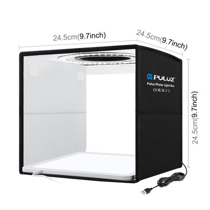 PULUZ 25cm Folding Portable High CRI Ring LED Photo Lighting Studio Tent Box + Shadowless Light Lamp Panel Pad with 12 Colors Backdrops, Size: 25cm x 25cm x 25cm, 25cm High CRI Box + Shadowless Light, 25cm High CRI Box + Shadowless Light (RU)