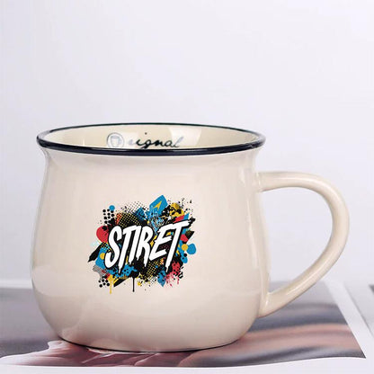 Alphabet Printed Ceramics Big Belly Mug Water Cup Print On Your Demand, Alphabet