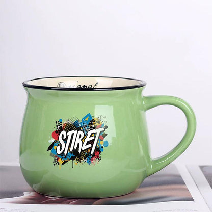 Alphabet Printed Ceramics Big Belly Mug Water Cup Print On Your Demand, Alphabet