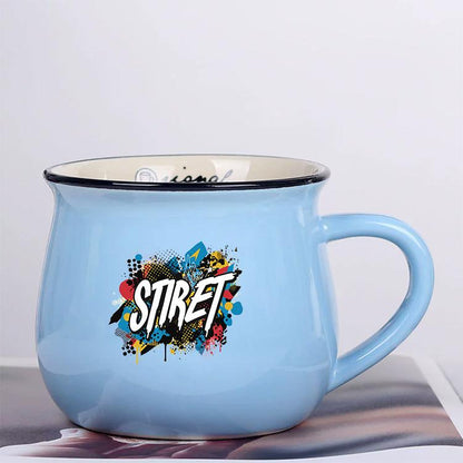 Alphabet Printed Ceramics Big Belly Mug Water Cup Print On Your Demand, Alphabet