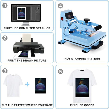 Hand Stamping Machine T-Shirt Clothes Heat Transfer, Size: 23x30cm, UK Plug, POD Machine UK Plug