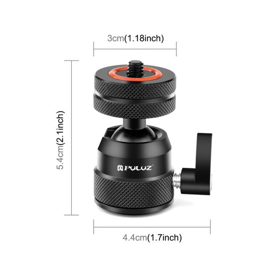 PULUZ Mini rotule trépied multifonction en alliage d'aluminium, double usage griffe porte-accessoire et vis 1/4, rotule trépied double usage