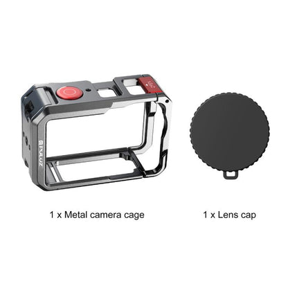 For DJI Osmo Action 6 PULUZ Metal Dual-Opening Camera Cage Expandable Frame with Silicone Lens Cap, Dual-Opening Cage