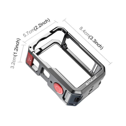 For DJI Osmo Action 6 PULUZ Metal Dual-Opening Camera Cage Expandable Frame with Silicone Lens Cap, Dual-Opening Cage