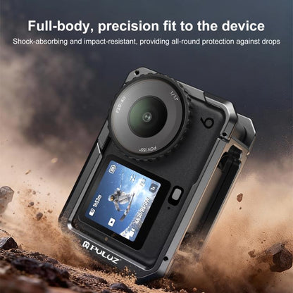 For DJI Osmo Action 6 PULUZ Metal Dual-Opening Camera Cage Expandable Frame with Silicone Lens Cap, Dual-Opening Cage