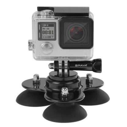 PULUZ Triangle Suction Cup Mount with Screw for GoPro, Insta360, DJI and Other Action Cameras, Triangle Sucker Mount