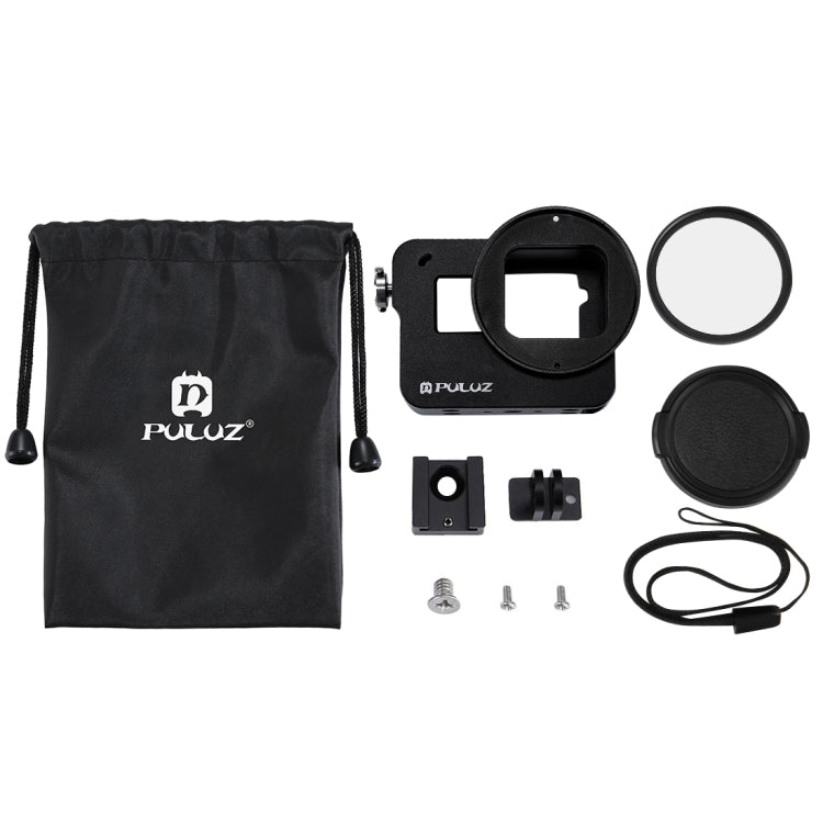 PULUZ Housing Shell CNC Aluminum Alloy Protective Cage with Insurance Frame & 52mm UV Lens for GoPro HERO(2018) /7 Black /6 /5, For HERO6 /5 Pull Frame US Stock, For HERO6 /5 Pull Frame AE Stock, For HERO6 /5 Pull Frame UK Stock, For HERO6 /5 Pull Fram...