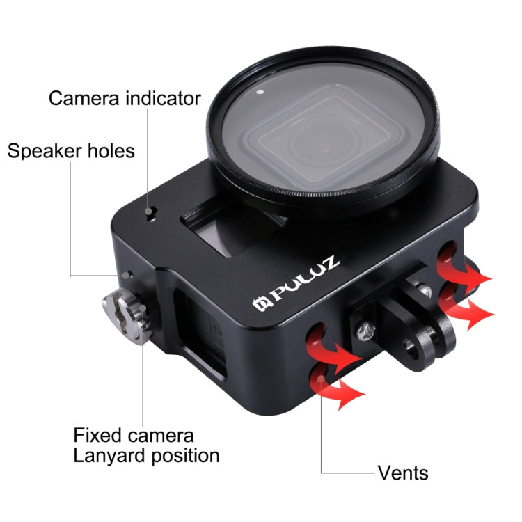 PULUZ Housing Shell CNC Aluminum Alloy Protective Cage with 52mm UV Lens for GoPro HERO(2018) /7 Black /6 /5