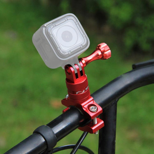 PULUZ - Adaptador de manillar de bicicleta de aluminio con rotación de 360 ​​grados y tornillo para GoPro, Insta360, DJI y otras cámaras de acción (rojo, azul)