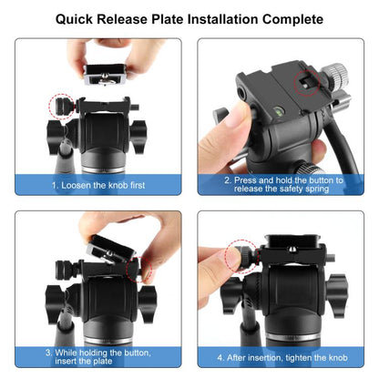 PULUZ 1.6m Reverse-Folding Professional Video Tripod with Fluid Drag Head