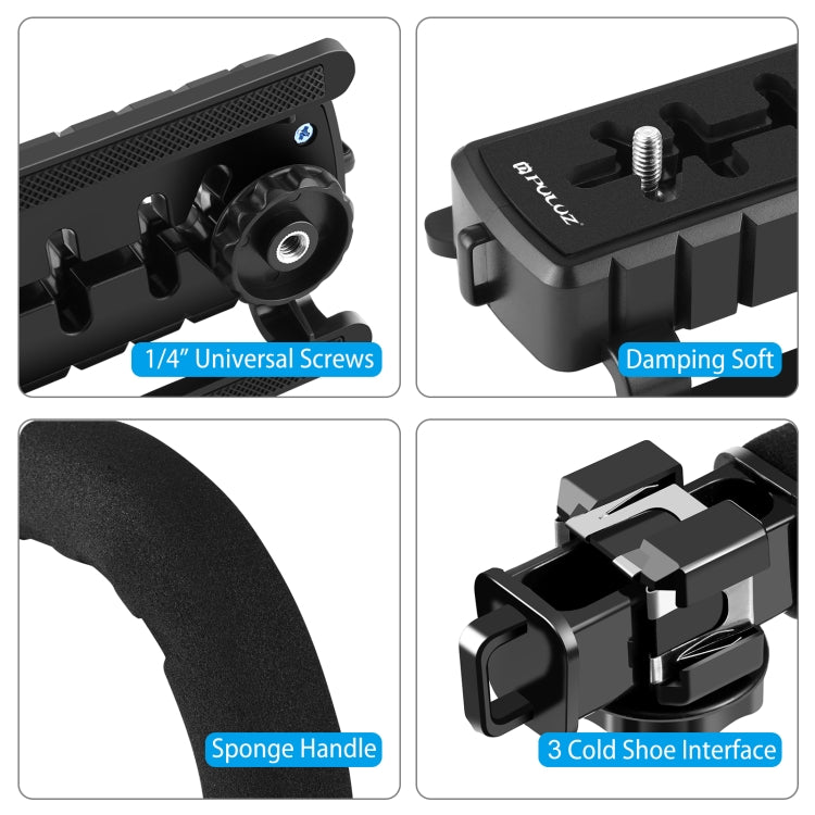 PULUZ U/C Shape 3-Head Cold Shoes Portable Handheld DV Bracket Stabilizer for All SLR Cameras and Home DV Camera, C-Shaped Bracket(AE), C-Shaped Bracket