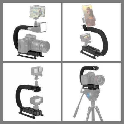 PULUZ U/C Shape 3-Head Cold Shoes Portable Handheld DV Bracket Stabilizer for All SLR Cameras and Home DV Camera, C-Shaped Bracket(AE), C-Shaped Bracket