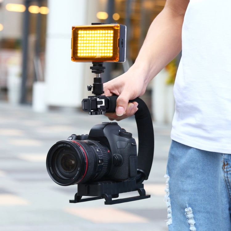 PULUZ U/C Shape 3-Head Cold Shoes Portable Handheld DV Bracket Stabilizer for All SLR Cameras and Home DV Camera, C-Shaped Bracket(AE), C-Shaped Bracket