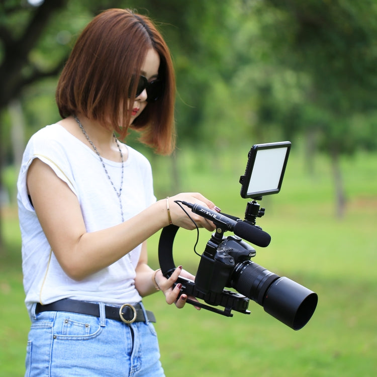 PULUZ U/C Shape 3-Head Cold Shoes Portable Handheld DV Bracket Stabilizer for All SLR Cameras and Home DV Camera, C-Shaped Bracket(AE), C-Shaped Bracket