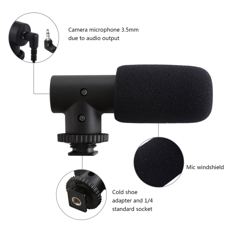 PULUZ 3.5mm Audio Stereo Recording Vlogging Professional Interview Microphone for DSLR & DV Camcorder, Smartphones, Mini Microphone(AE), Mini Microphone