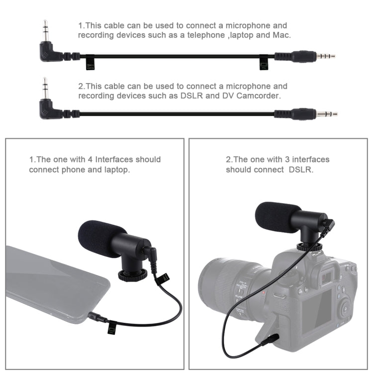 PULUZ 3.5mm Audio Stereo Recording Vlogging Professional Interview Microphone for DSLR & DV Camcorder, Smartphones, Mini Microphone(AE), Mini Microphone