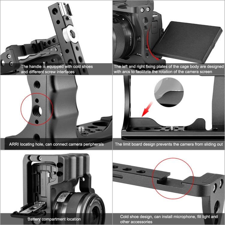 PULUZ Video Camera Cage Stabilizer with Handle for Canon EOS M50, For Canon EOS M50