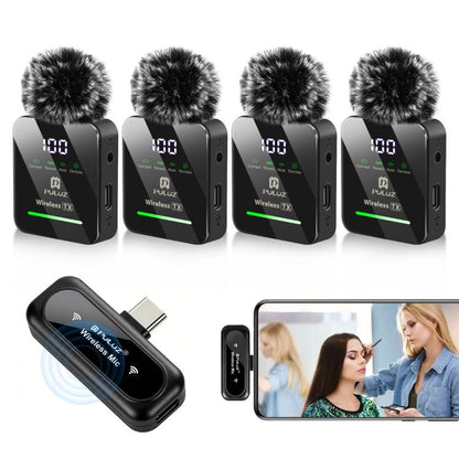 PULUZ 4 TX + 1 RX Wireless Lavalier Microphone, Type-C 4 TX + 1 RX