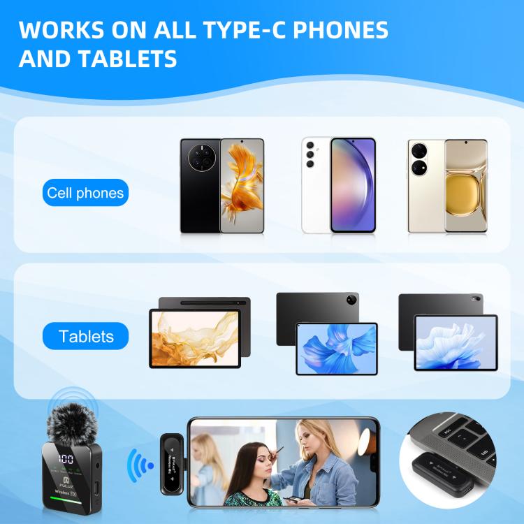 PULUZ 4 TX + 1 RX Wireless Lavalier Microphone, Type-C 4 TX + 1 RX