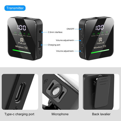 PULUZ 4 TX + 1 RX Wireless Lavalier Microphone, Type-C 4 TX + 1 RX