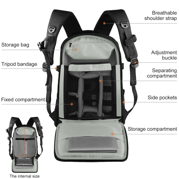 Sac à dos portable et étanche PULUZ pour stabilisateur portable PTZ et appareil photo, avec housse de pluie, pour appareil photo numérique, DJI Ronin-SC / Ronin-S, sac pour appareil photo (noir RU), sac pour appareil photo (noir)