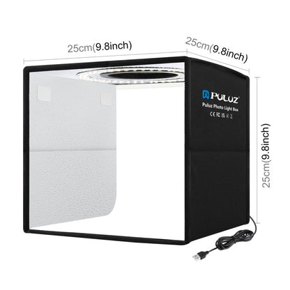 PULUZ 25cm Folding Portable Ring Light Photo Lighting Studio Shooting Tent Box with 12 Colors Backdrops, Size: 25cm x 25cm x 25cm, 25cm High CRI Box, 25cm High CRI Box US