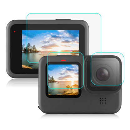 PULUZ for GoPro HERO12 Black /11 Black /10 Black /9 Black Lens + LCD Display 9H 2.5D Tempered Glass Film, For GoPro HERO9 Black