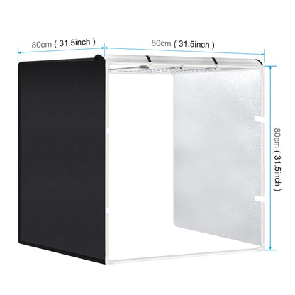 PULUZ 80cm Folding Portable 90W 14000LM High CRI White Light Photo Lighting Studio Shooting Tent Box Kit with 3 Colors Black, White, Orange Backdrops