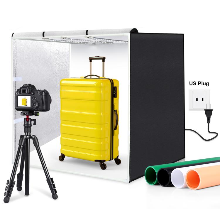 PULUZ 80cm Tente de Studio Photo Pliable et Portable 90W 14000LM Lumière Blanche IRC Élevé avec 3 Fonds de Couleurs Noir, Blanc, Orange