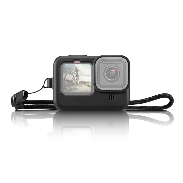 PULUZ pour GoPro HERO12 Black /11 Black /10 Black /9 Black Housse de protection en silicone avec dragonne et cache-objectif, pour GoPro HERO9 Black