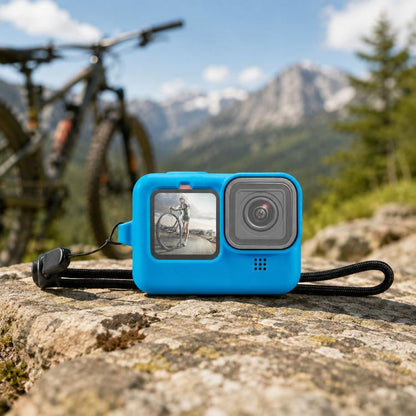 PULUZ pour GoPro HERO12 Black /11 Black /10 Black /9 Black Housse de protection en silicone avec dragonne et cache-objectif, pour GoPro HERO9 Black