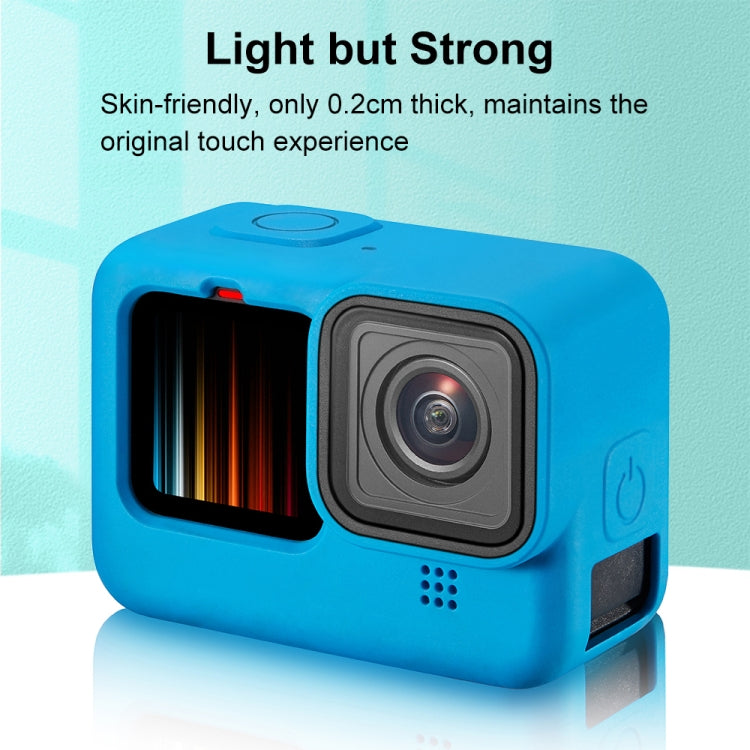 PULUZ pour GoPro HERO12 Black /11 Black /10 Black /9 Black Housse de protection en silicone avec dragonne et cache-objectif, pour GoPro HERO9 Black