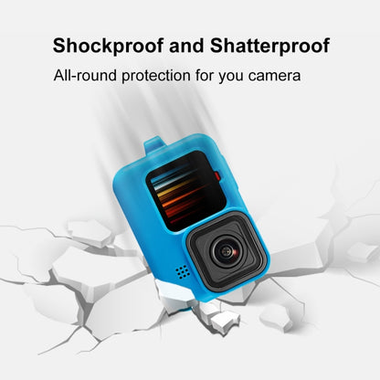 PULUZ pour GoPro HERO12 Black /11 Black /10 Black /9 Black Housse de protection en silicone avec dragonne et cache-objectif, pour GoPro HERO9 Black