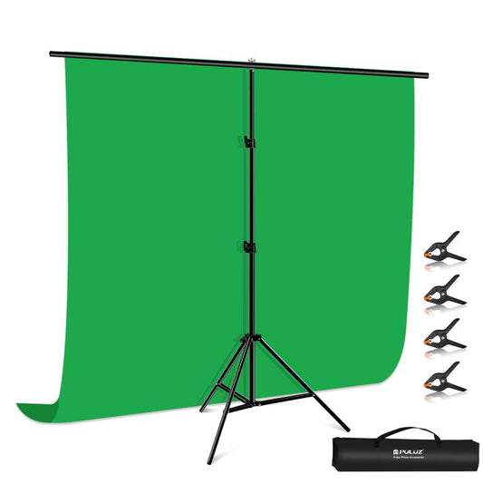 PULUZ Kit de support de fond en T 2x2m pour studio photo avec barres transversales et pinces, kit de support 2 x 2m