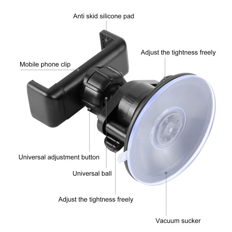 Support de fixation à ventouse rotatif à 360 degrés PULUZ pour iPhone, Galaxy, Huawei, Xiaomi, Sony, HTC, Google et autres smartphones, support à ventouse pour téléphone