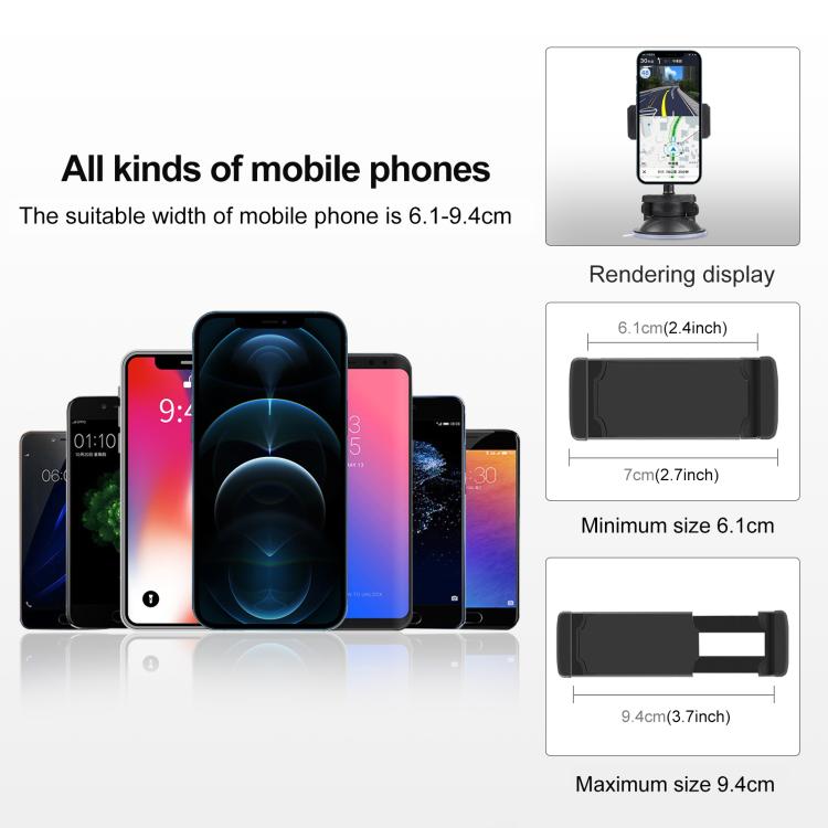 Support de fixation à ventouse rotatif à 360 degrés PULUZ pour iPhone, Galaxy, Huawei, Xiaomi, Sony, HTC, Google et autres smartphones, support à ventouse pour téléphone