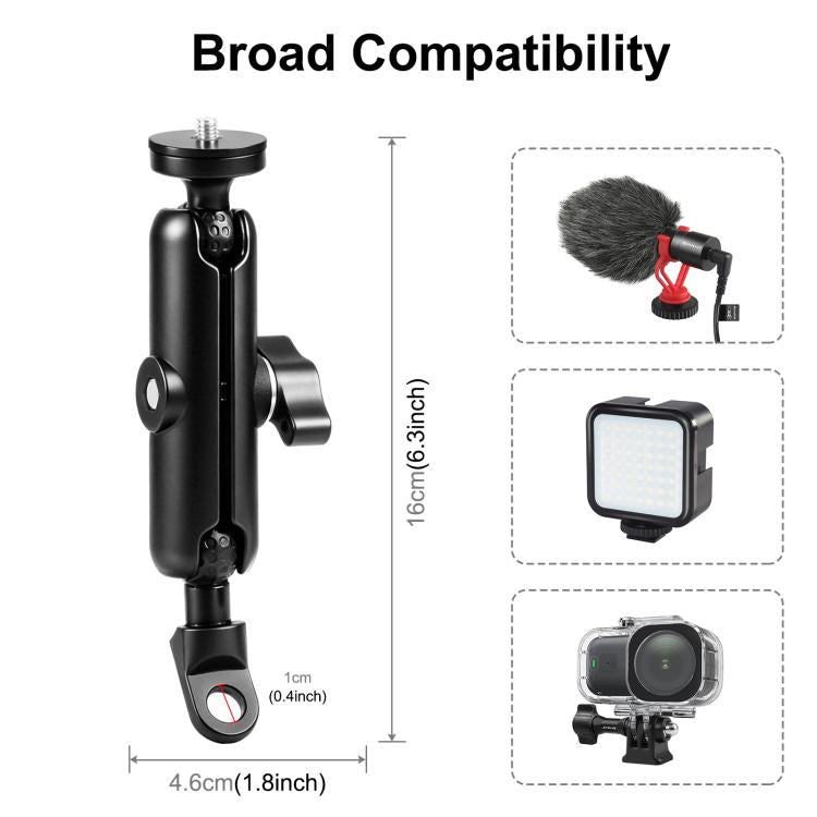 PULUZ Motorcycle Holder Mirror Base Hole Fixed Mount for DJI, Insta360, GoPro and Other Action Cameras, Mirror Base Hole Mount