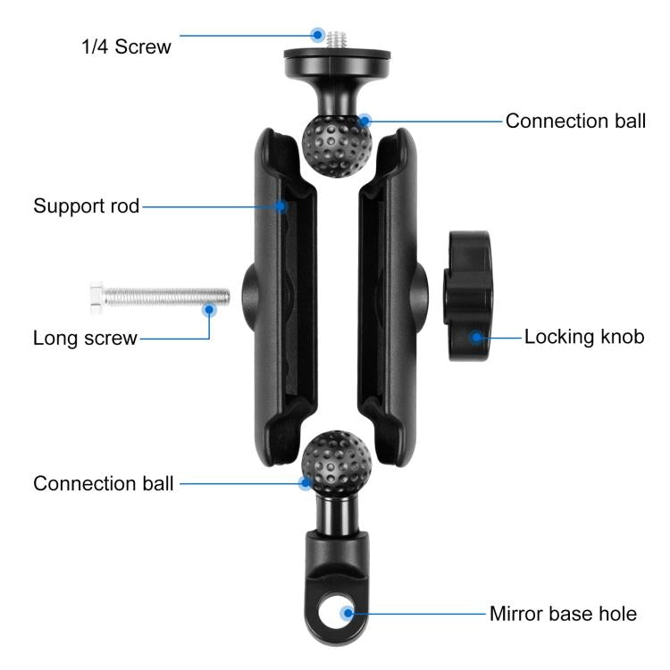 PULUZ Motorcycle Holder Mirror Base Hole Fixed Mount for DJI, Insta360, GoPro and Other Action Cameras, Mirror Base Hole Mount
