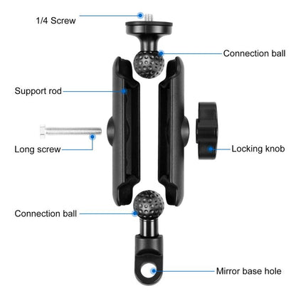 PULUZ Motorcycle Holder Mirror Base Hole Fixed Mount for DJI, Insta360, GoPro and Other Action Cameras, Mirror Base Hole Mount