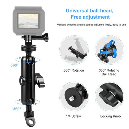 PULUZ Motorcycle Holder Mirror Base Hole Fixed Mount for DJI, Insta360, GoPro and Other Action Cameras, Mirror Base Hole Mount