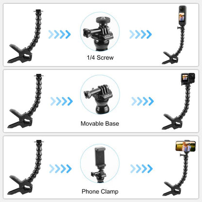 PULUZ Action Sports Cameras Jaws Flex Clamp Mount with Phone Clamp